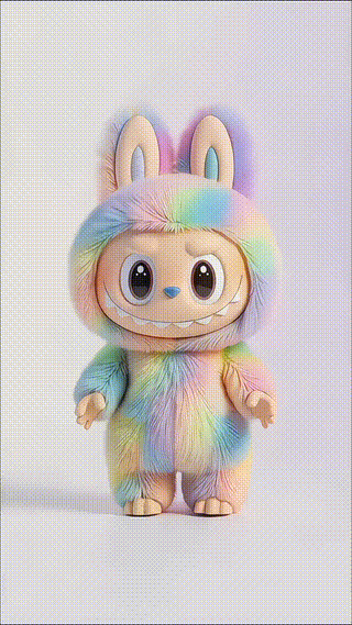 Colorful Labubu Doing Heart Gesture