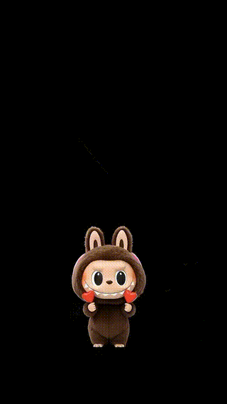 Labubu Being Lifted By Heart-Shaped Balloons